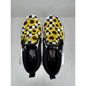 NWOT Vans Asher Sunflower Checkerboard  Yellow/black Slip On Sneaker Youth 12